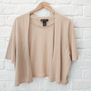 Lane Bryant Lightweight Beige Cropped Cardigan Womens 18 20 Sweater Linen Blend.